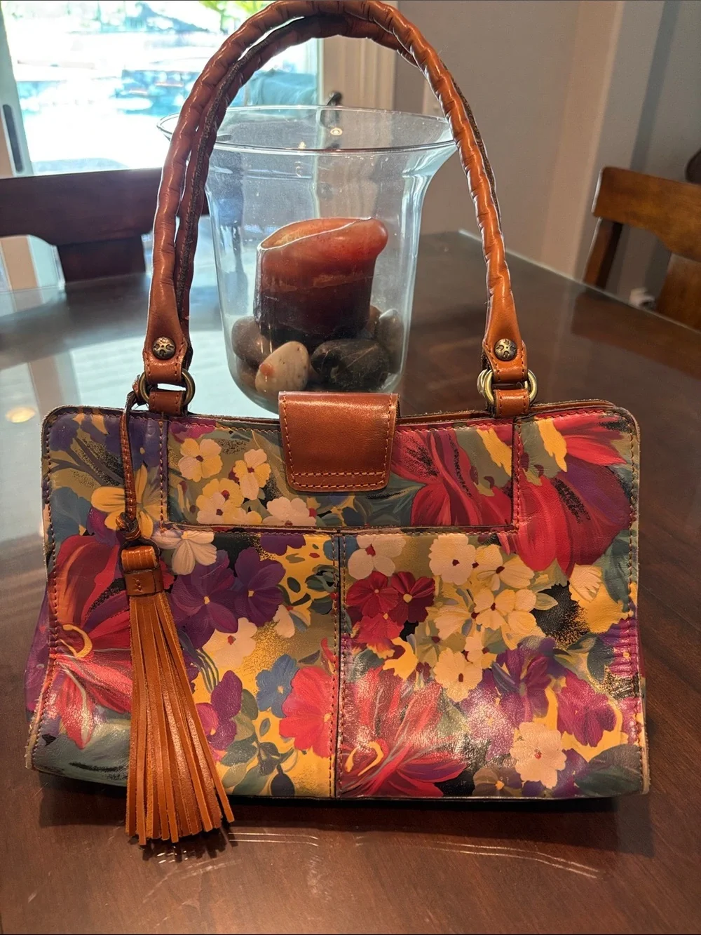 Patricia Nash Multi-Color Floral Leather-Trim Shoulder Bag